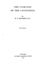 THE CLIMATES OF THE CONTINENTS  Third Edition