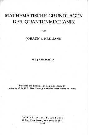 MATHEMATISCHE GRUNDLAGEN DER QUANTENMECHANIK