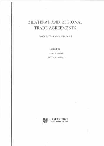 BILATERAL AND REGIONAL TRADE AGREEMENTS