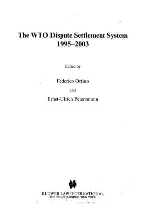 THE WTO DISPUTE SETTLEMENT SYSTEM 1995-2003
