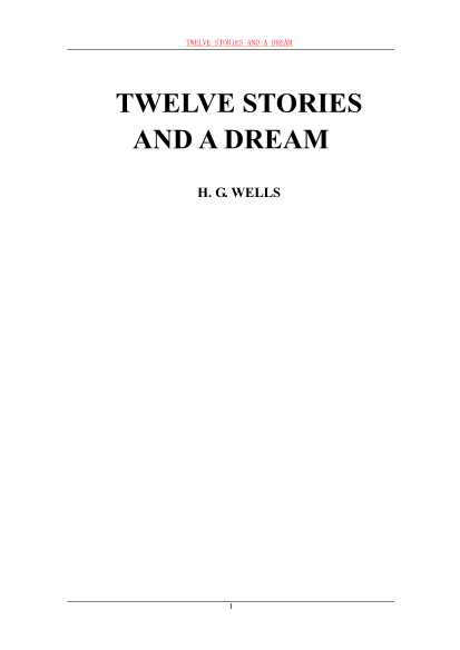 TwelveStoriesandaDream(十二个故事)(二)-H.G.Wells(H·G·威尔斯)